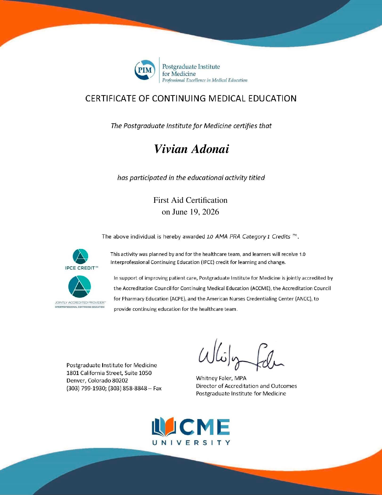 Accredited First Aid Certification