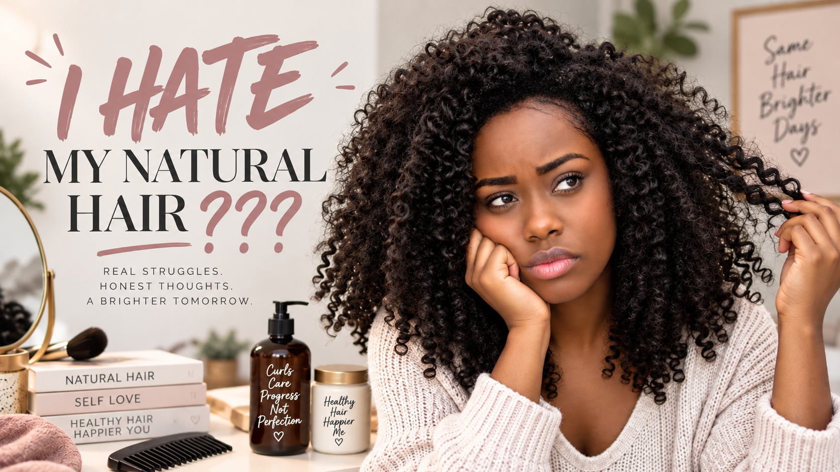 Woman with natural curly hair featured in I Hate My Natural Hair blog post